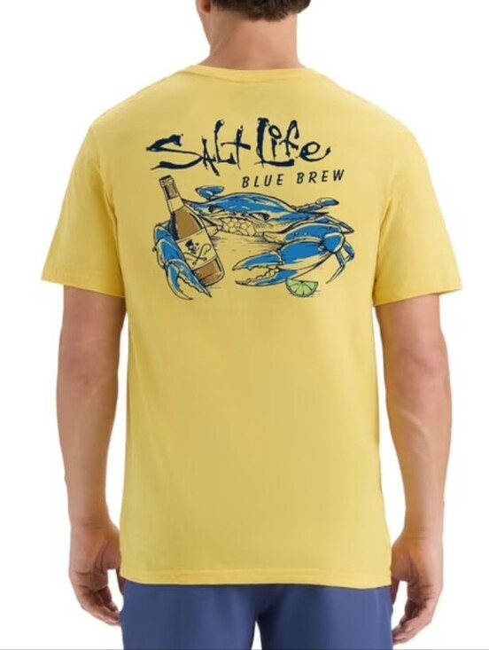 Salt Life Other - Salt Life Men's Graphic T-Shirt Blue Brew Yellow XL Beer Crab